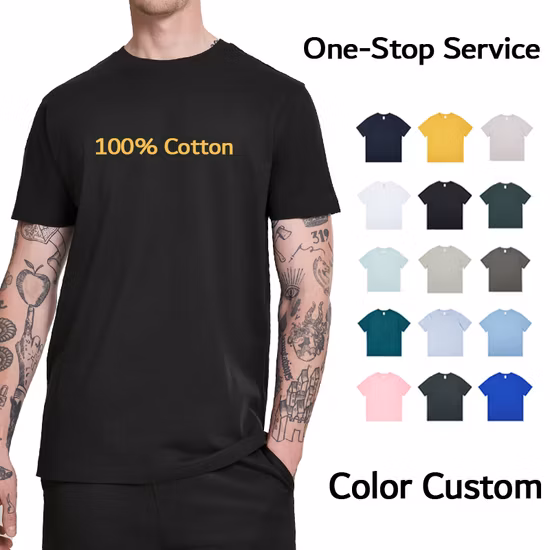 Custom Wholesale Mens Blank 100% Cotton Tshirt High Quality Plain Plus Size T-Shirtsl for Men